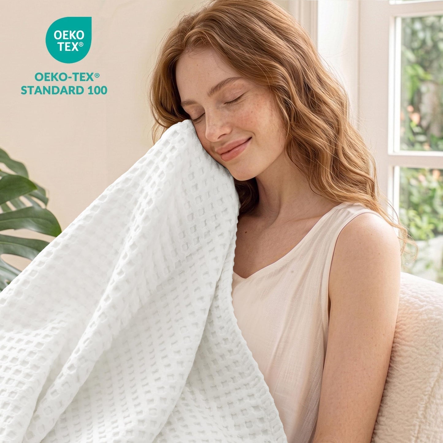 Exclusivo Mezcla 100% Cotton Twin Size Blanket, Lightweight Gauze Blankets for Sofa(60"x80", White)