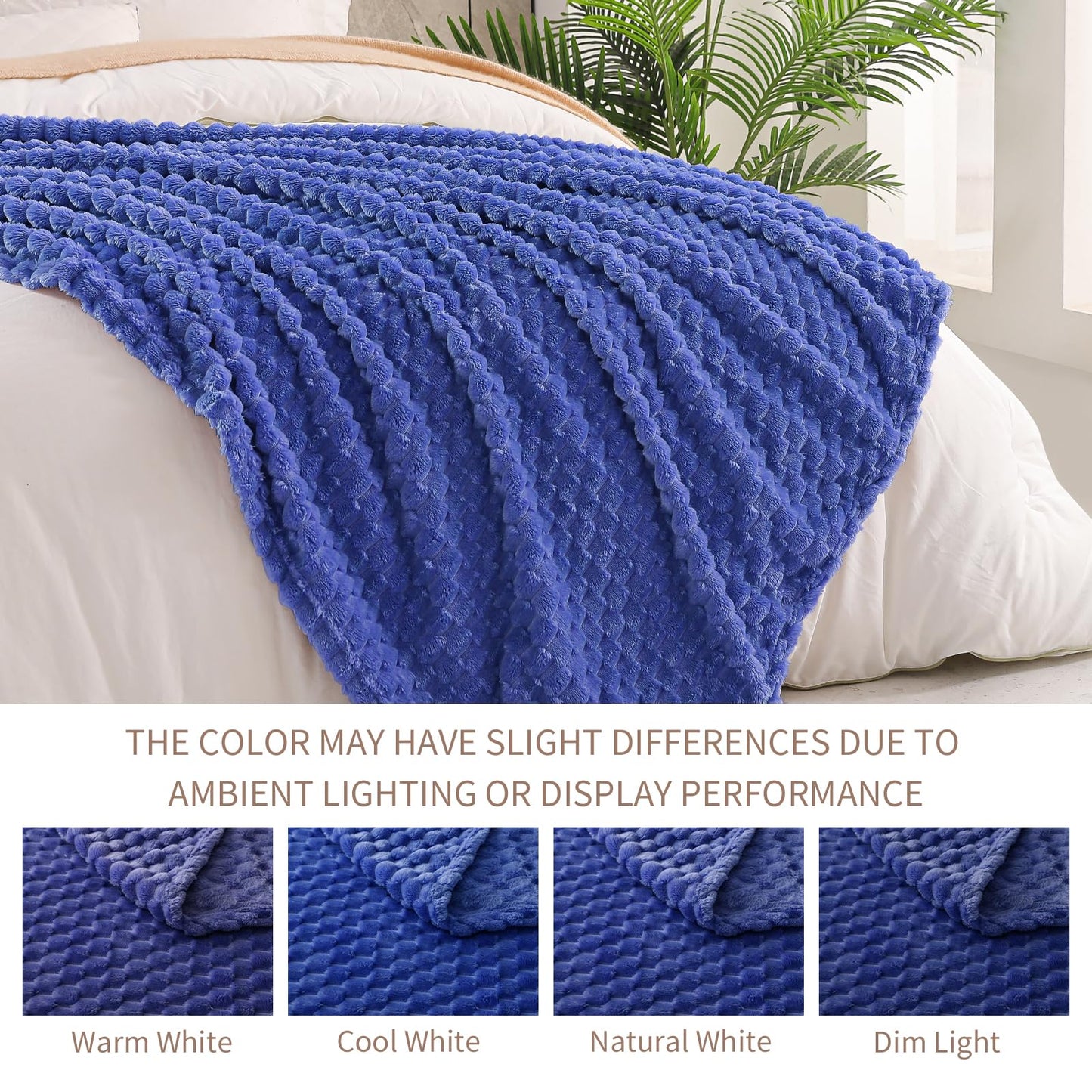Exclusivo Mezcla Fleece Twin Blanket for Bed, Extra Large Fuzzy Cobalt Blue Bed Blankets, Soft Cozy Plush Sofa Throws for All Seasons, 60x80 Inches