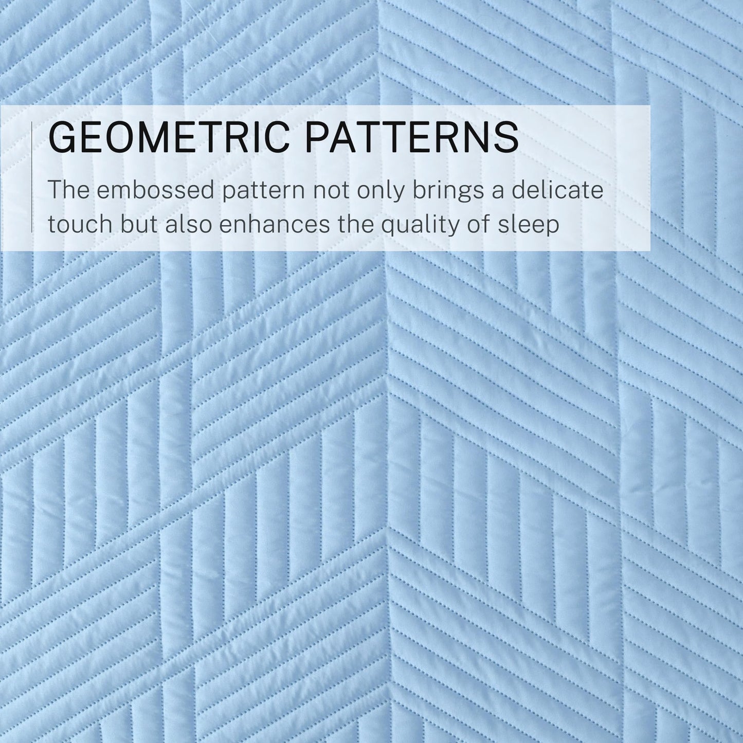 Exclusivo Mezcla Ultrasonic Twin Quilt Bedding Set, Lightweight Light Blue Bedspreads Soft Modern Geometric Coverlet Set for All Seasons (1 Quilt and 1 Pillow Sham)