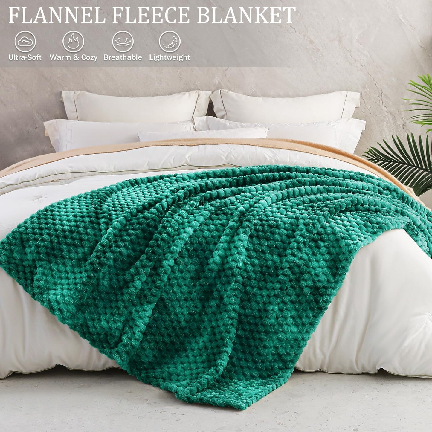 Exclusivo Mezcla Fleece Twin Blanket for Bed, Extra Large Fuzzy Tie-dye Teal Bed Blankets, Soft Cozy Plush Sofa Throws for All Seasons, 90x66 Inches