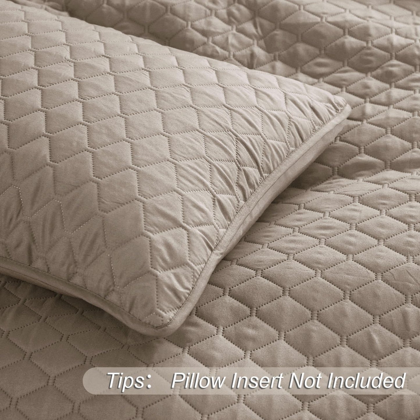 Exclusivo Mezcla Reversible Full Queen Quilt Bedding Set with Pillow Shams, Lightweight Quilts Queen Size, Soft Bedspreads Bed Coverlets for All Seasons - (Taupe, 90"x96")