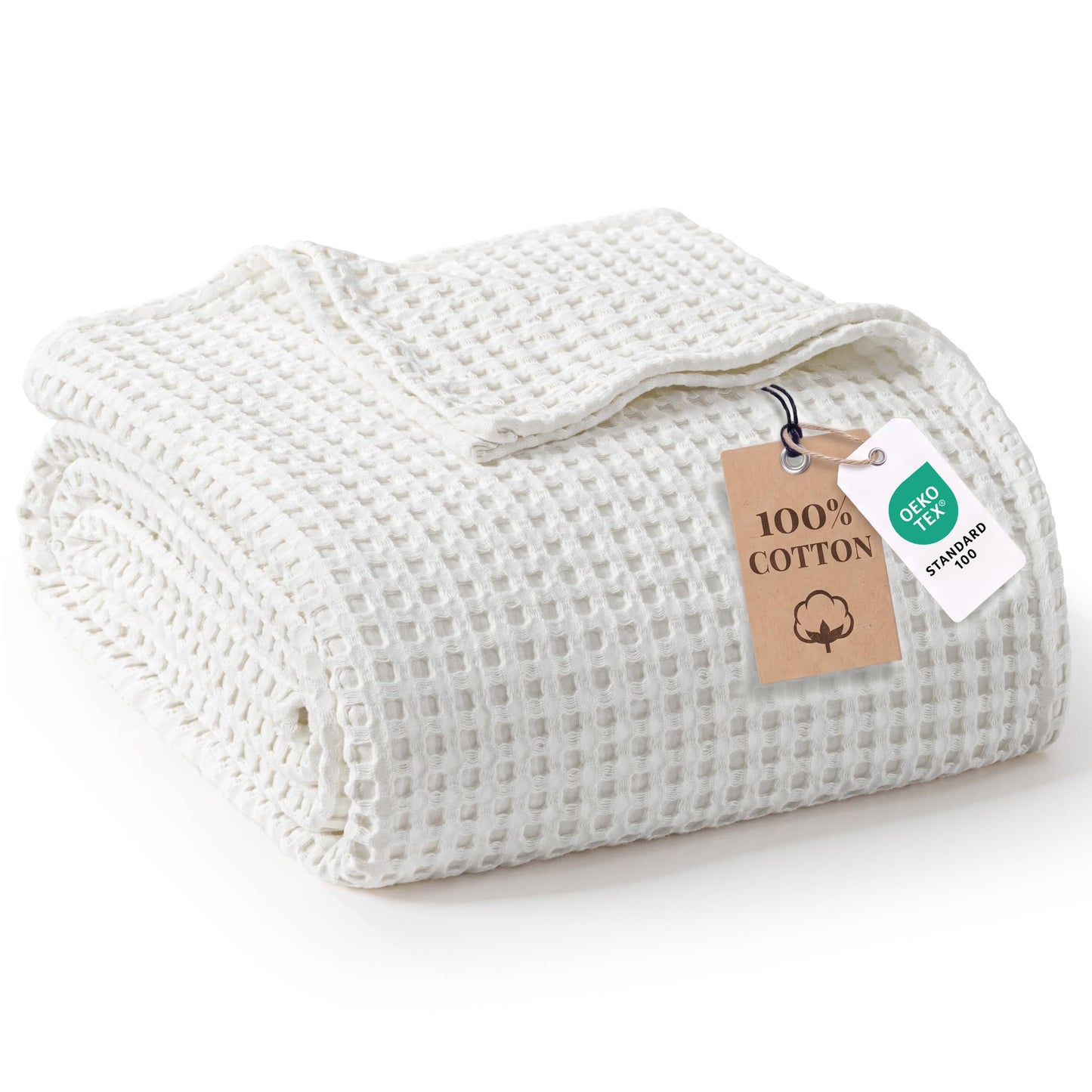 Exclusivo Mezcla 100% Cotton Full Size Blanket, Lightweight Gauze Blankets for Sofa(90"x80", White)