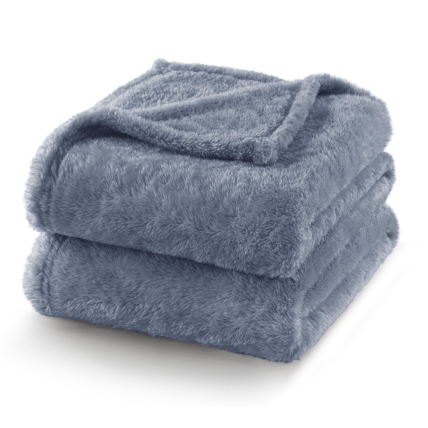 Exclusivo Mezcla Plush Fuzzy Fleece Bed Blanket King Size, Super Soft, Fluffy and Warm Blankets for Couch, Bed, All Season (Stone Blue, 90x104 Inches)