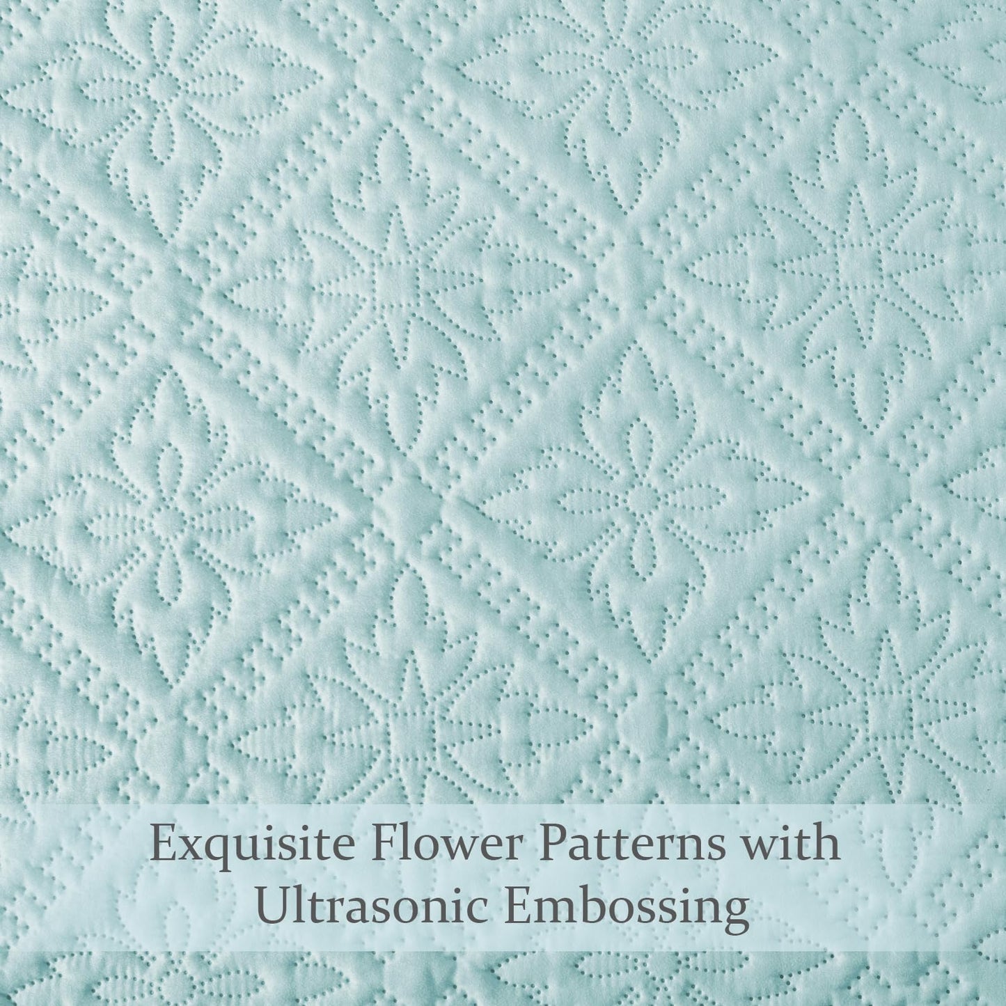 Exclusivo Mezcla California King Quilt Bedding Set, Lightweight Soft Bedspreads Coverlets with 2 Pillow Shams, Modern Aqua Blue Oversized Quilts King Size for All Seasons