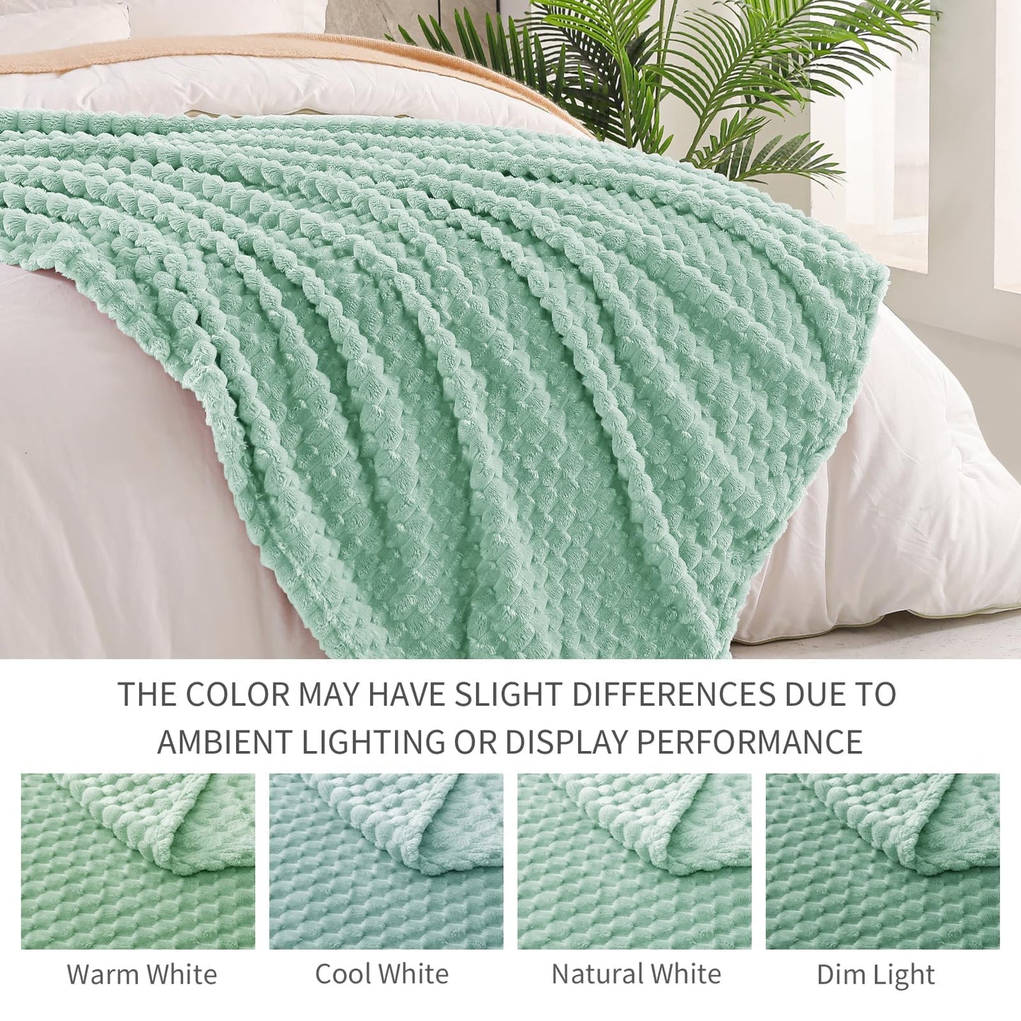 Exclusivo Mezcla Fleece King Blanket for Bed, Extra Large Fuzzy Sage Green Bed Blankets, Soft Cozy Plush Sofa Throws for All Seasons, 90x104 Inches