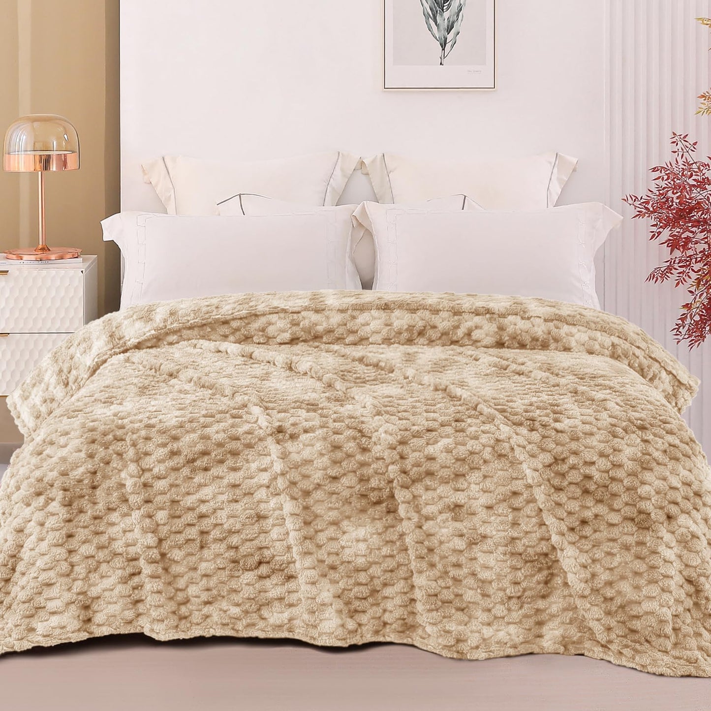 Exclusivo Mezcla Fleece Twin Blanket for Bed, Extra Large Fuzzy Tie-dye Camel Bed Blankets, Soft Cozy Plush Sofa Throws for All Seasons, 60x80 Inches