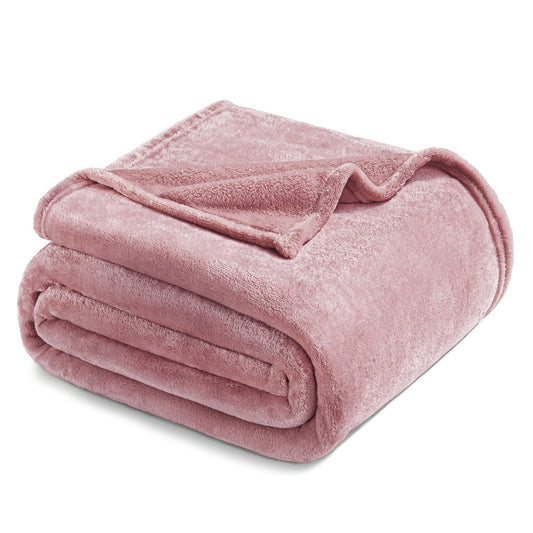 Exclusivo Mezcla Fleece Blanket Twin Size for Bed, Super Soft and Warm, All Season, Cozy, Plush, Lightweight, 60x80 Inches Dusty Pink