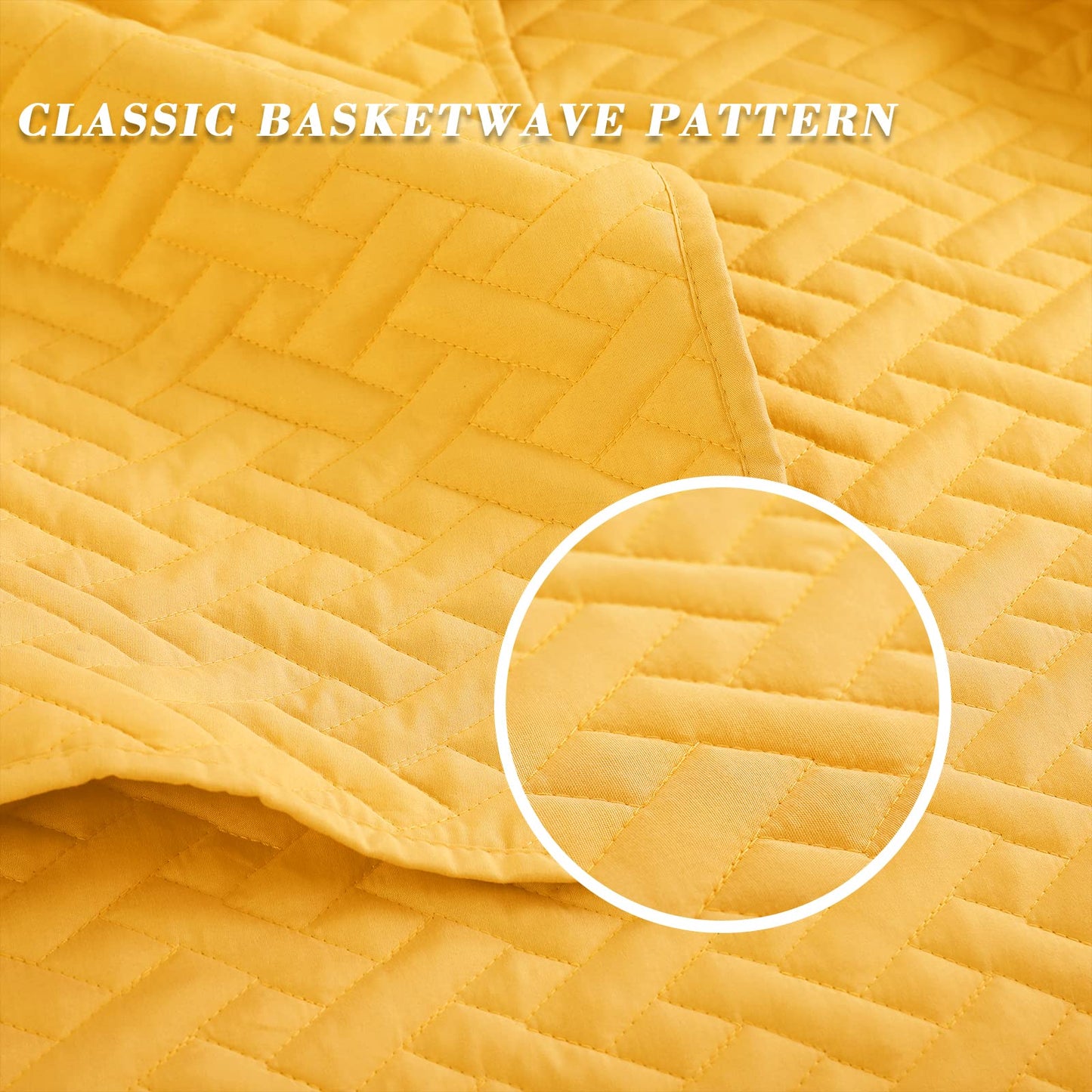 Exclusivo Mezcla 2-Piece Twin Size Quilt Set with One Pillow Sham, Basket Quilted Bedspread/Coverlet/Bed Cover(68x88 Inches, Yellow) -Soft, Lightweight and Reversible