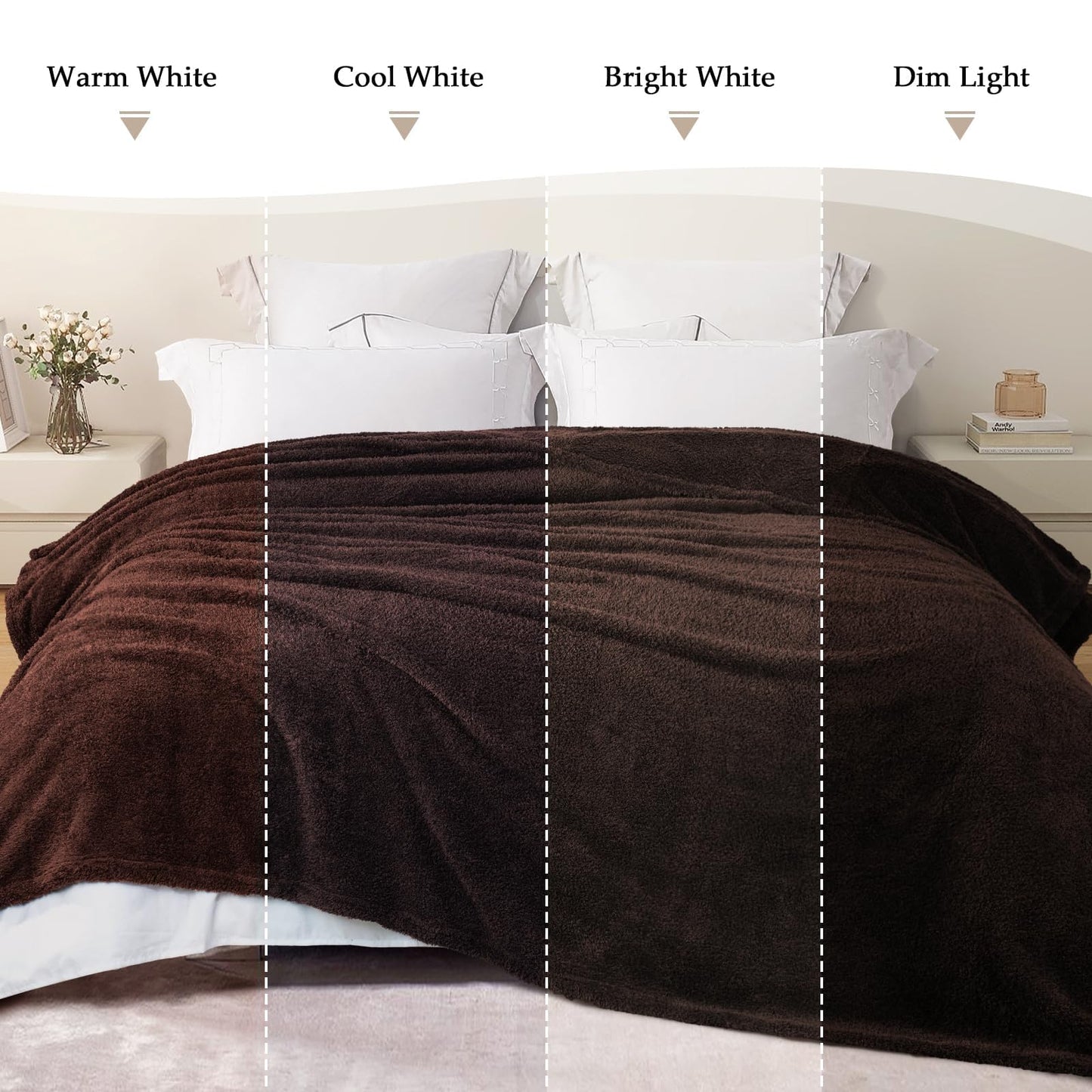 Exclusivo Mezcla Fleece King Size Bed Blanket, Ultra Soft, Lightweight and Fuzzy Coffee Blanket for Women, Home Decor, 90x104 Inches