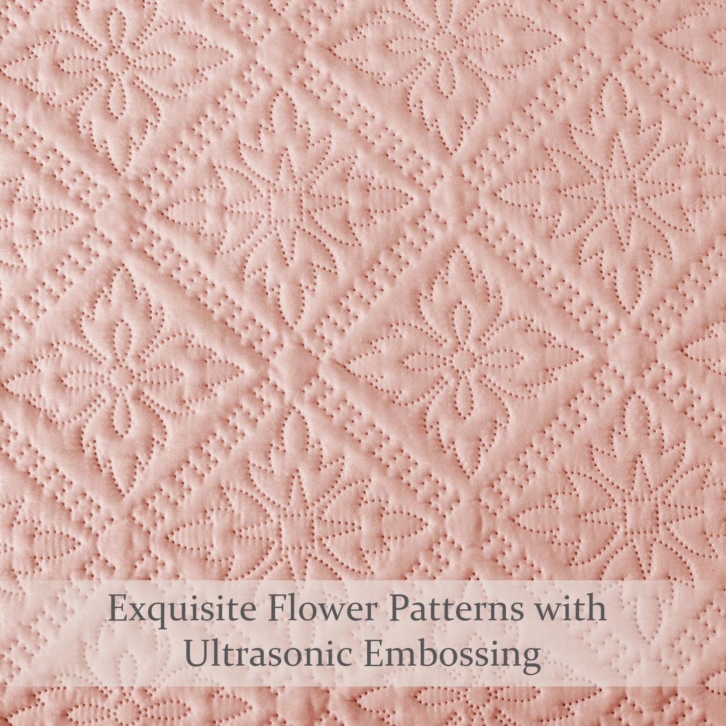 Exclusivo Mezcla California King Quilt Bedding Set, Lightweight Soft Bedspreads Coverlets with 2 Pillow Shams, Modern Blush Pink Oversized Quilts King Size for All Seasons