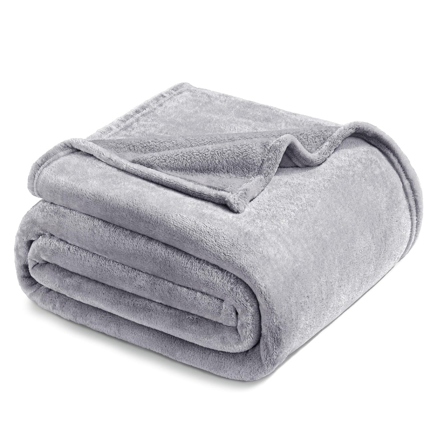 Exclusivo Mezcla Fleece Blanket Cal King Size for Bed, Super Soft and Warm, All Season, Cozy, Plush, Lightweight, 120x120 Inches, Light Grey
