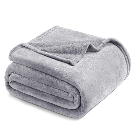 Exclusivo Mezcla Fleece Blanket Cal King Size for Bed, Super Soft and Warm, All Season, Cozy, Plush, Lightweight, 120x120 Inches, Light Grey
