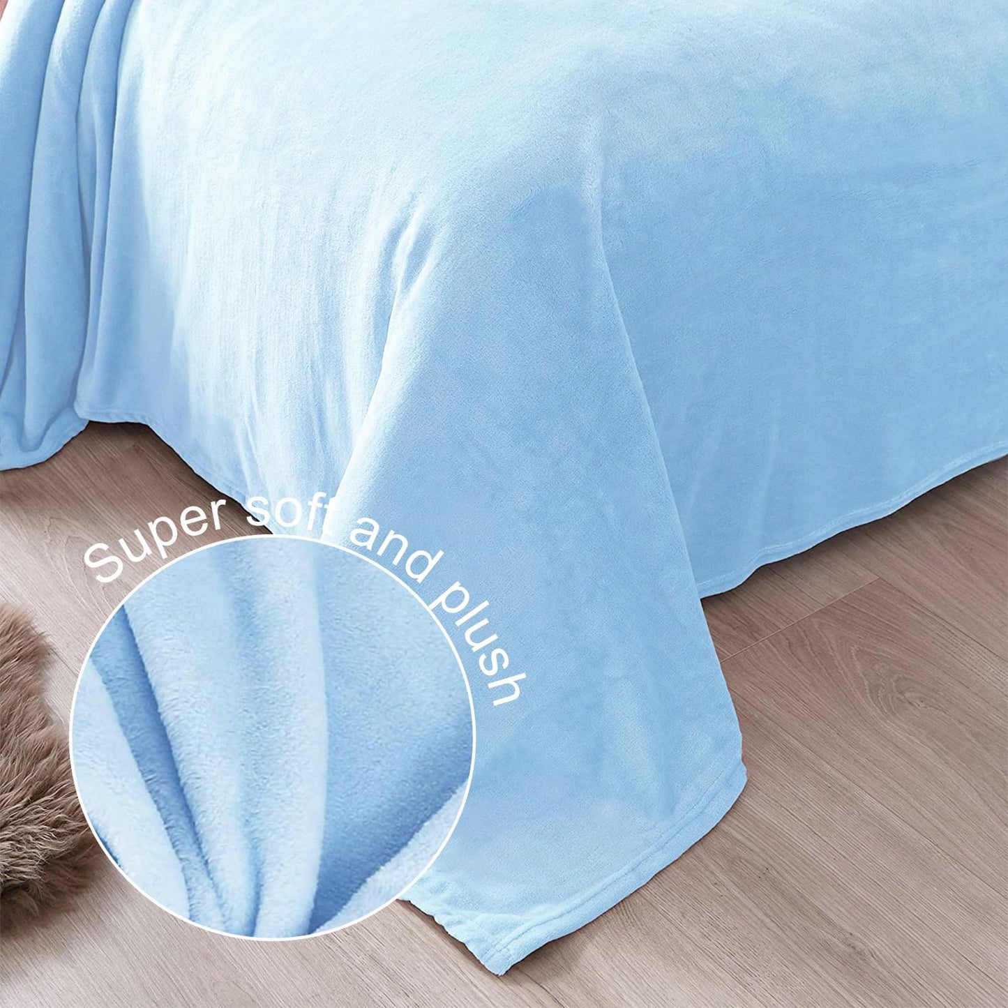 Exclusivo Mezcla Extra Large Fleece Throw Blanket for Couch, Sofa, 300GSM Super Soft and Warm Blankets, Ice Blue Throw All Season Use, Cozy, Plush, Lightweight, 50x70 Inches