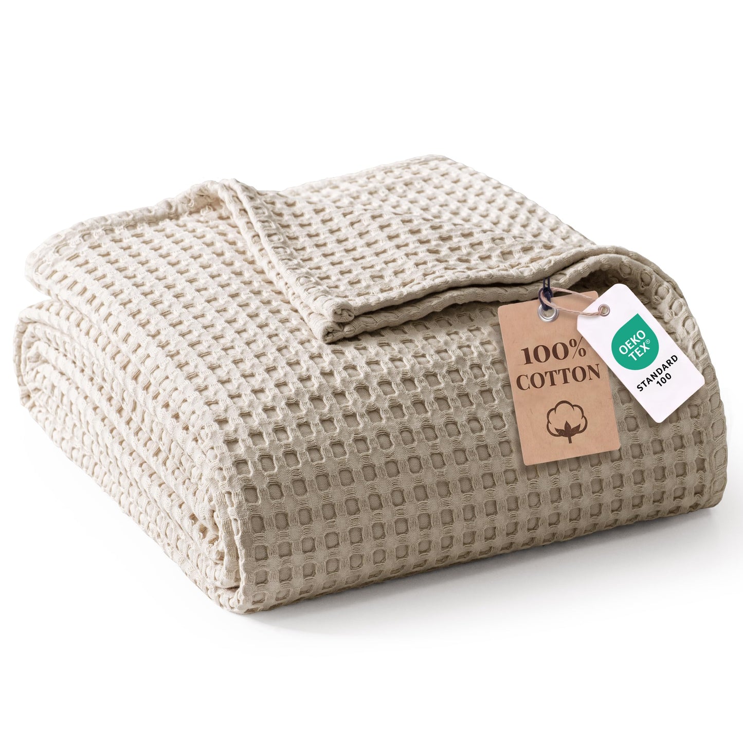 Exclusivo Mezcla 100% Cotton Full Size Blanket, Lightweight Gauze Blankets for Sofa(90"x80", Khaki)
