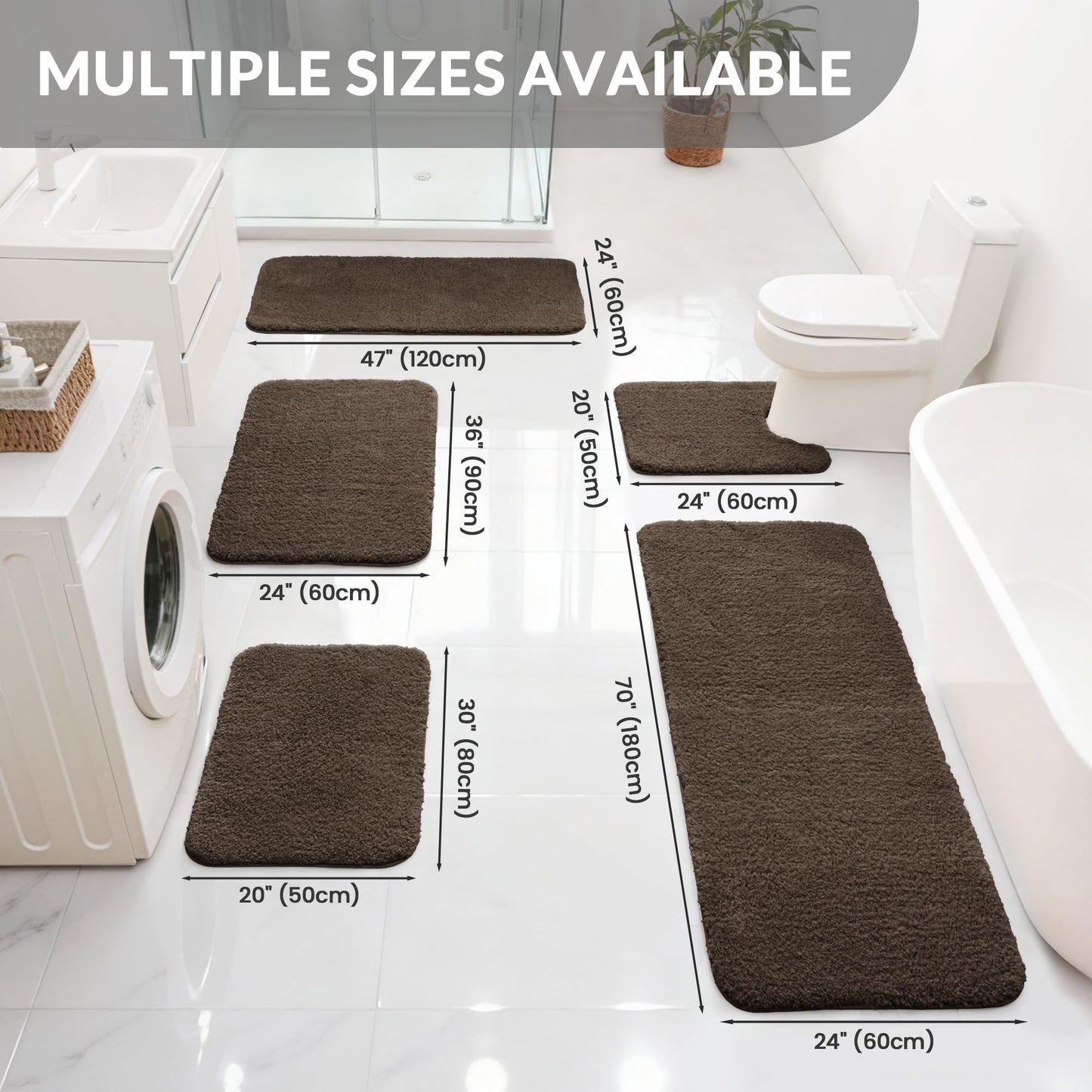 Exclusivo Mezcla Bathroom Rugs Mat 24x36, Extra Soft Non Slip Absorbent Water Microfiber Bath Rugs, Machine Washable Quick Dry Bath Mats for Bathroom Floor, Shower, Home Decor, Solid Coffee