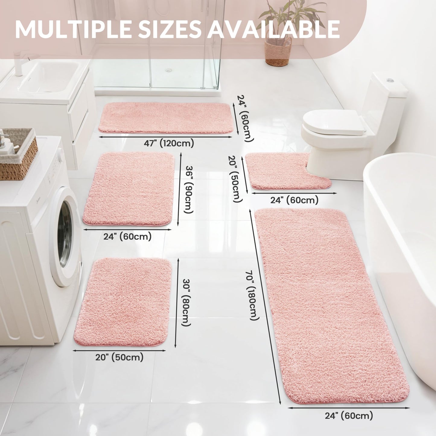 Exclusivo Mezcla Bathroom Rugs Mat 20x30, Extra Soft Non Slip Absorbent Water Microfiber Bath Rugs, Machine Washable Quick Dry Bath Mats for Bathroom Floor, Shower, Home Decor, Solid Pink