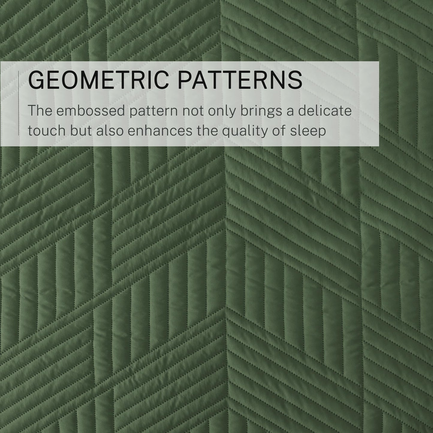 Exclusivo Mezcla Ultrasonic Twin Quilt Bedding Set, Lightweight Olive Green Bedspreads Soft Modern Geometric Coverlet Set for All Seasons (1 Quilt and 1 Pillow Sham)