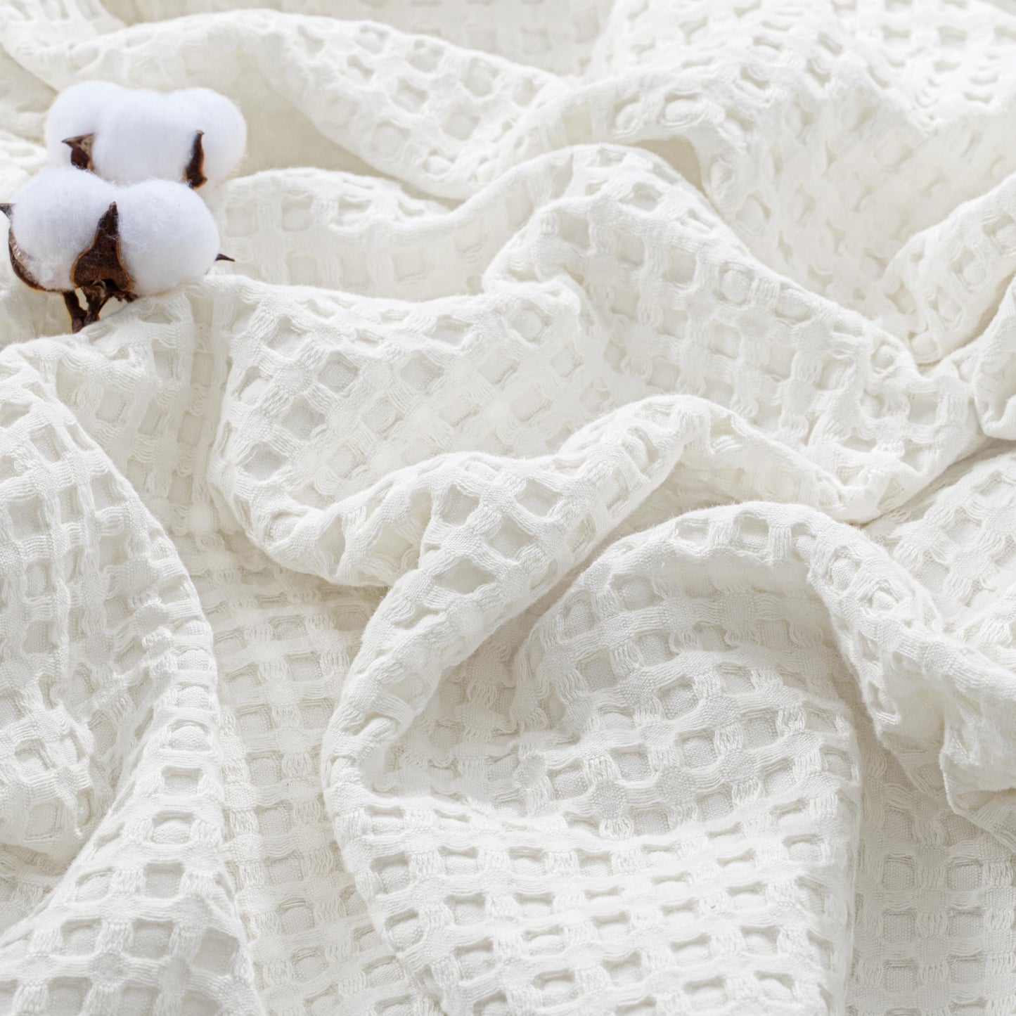 Exclusivo Mezcla 100% Cotton Full Size Blanket, Lightweight Gauze Blankets for Sofa(90"x80", White)