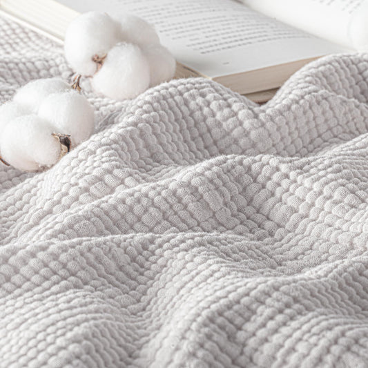 Exclusivo Mezcla 100% Cotton Muslin Throw Blanket 330 GSM, 6 Layers Breathable and Lightweight Gauze Blankets for Couch, Soft, Decorative, 50"x70", Light Grey