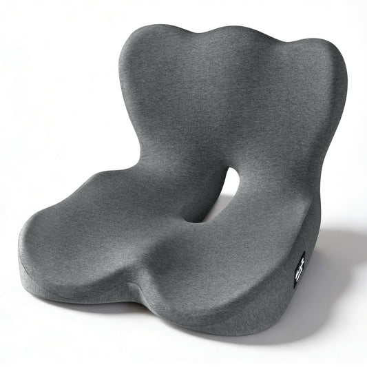 Exclusivo Mezcla Memory Foam Seat Cushion, Ergonomic Tailbone Pain Relief Cushions, Non-Slip Seat Pad for Office Chair and Car Seat, Grey