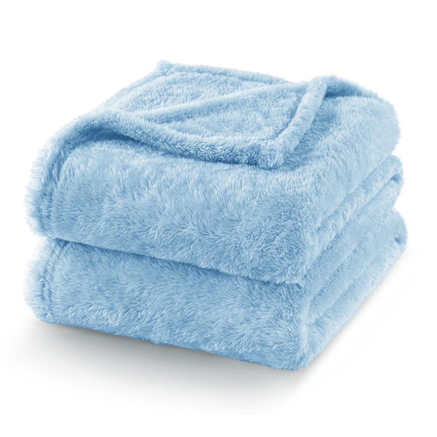 Exclusivo Mezcla Plush Fuzzy Fleece Bed Blanket King Size, Super Soft, Fluffy and Warm Blankets for Couch, Bed, All Season (Light Blue, 90x104 Inches)