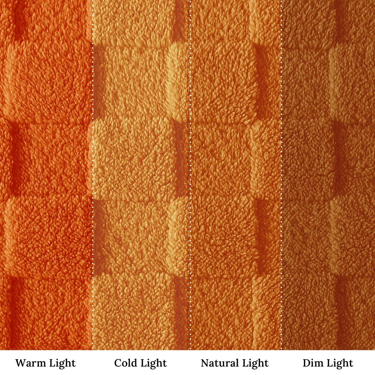 Exclusivo Mezcla Queen Size Flannel Fleece Blanket, Super Soft Warm Lightweight Checkered Pattern Blanket for All Seasons, Burnt Orange, 90"x90"