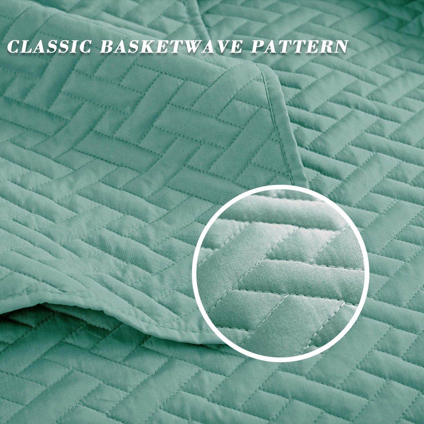 Exclusivo Mezcla 3-Piece Queen Size Quilt Set with Pillow Shams, Basket Quilted Bedspread/Coverlet/Bed Cover(96x90 Inches, Turquoise) -Soft, Lightweight and Reversible
