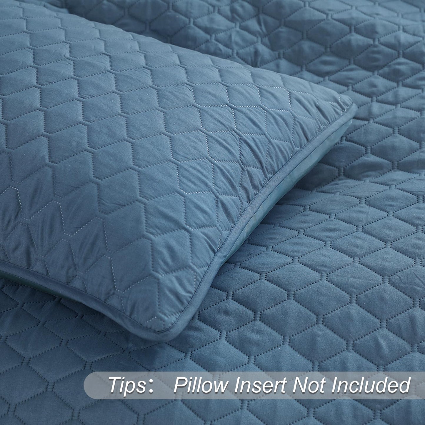 Exclusivo Mezcla Reversible Twin Quilt Bedding Set with Pillow Sham, Lightweight Quilts Twin Size, Soft Bedspreads Bed Coverlets for All Seasons - (Grayish Blue, 68"x88")