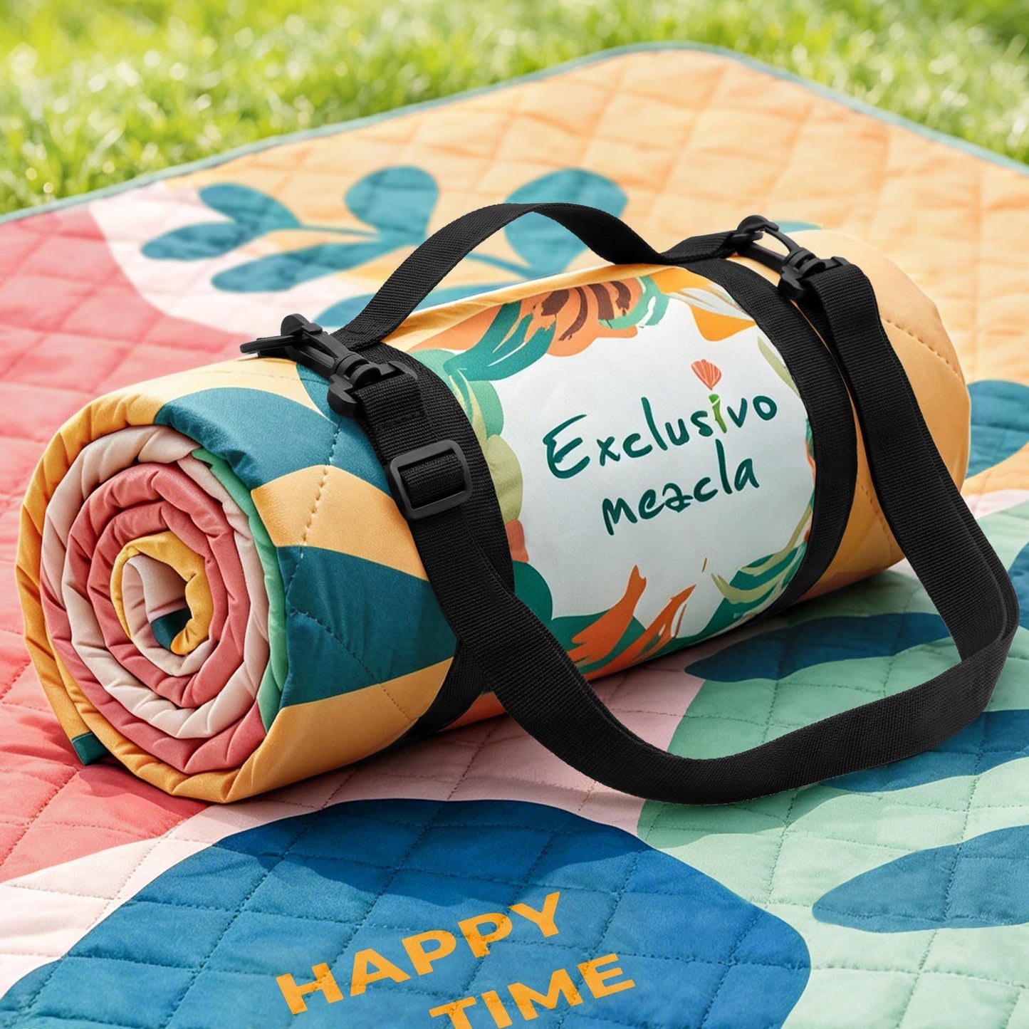 Exclusivo Mezcla Waterproof Picnic Blankets 3-Layer 80"x 80" Large Sandproof Beach Blanket Foldable Outdoor Blanket for Camping on Grass Picnic Mat, Green Leaf