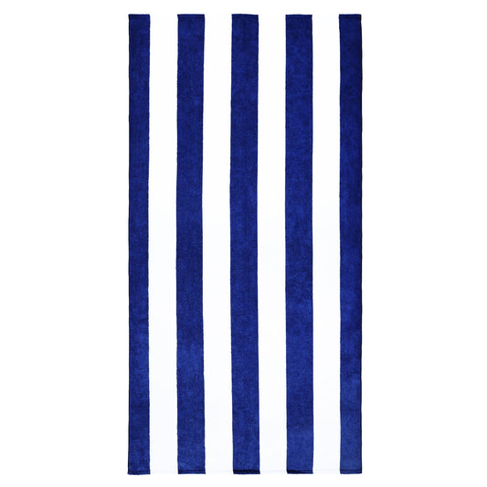 Exclusivo Mezcla Microfiber Cabana Striped Large Beach Towel for Adults (Navy, 30" x 60")-Soft, Quick Dry, Absorbent, and Plush