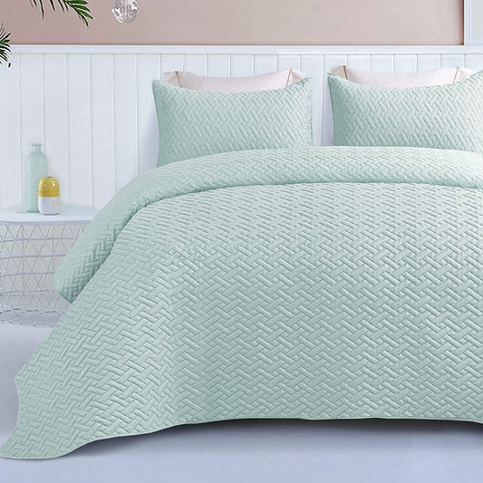 Exclusivo Mezcla 3-Piece Queen Size Quilt Set with Pillow Shams, Basket Quilted Bedspread/Coverlet/Bed Cover(96x90 inches, Spa Blue)-Soft, Lightweight and Reversible