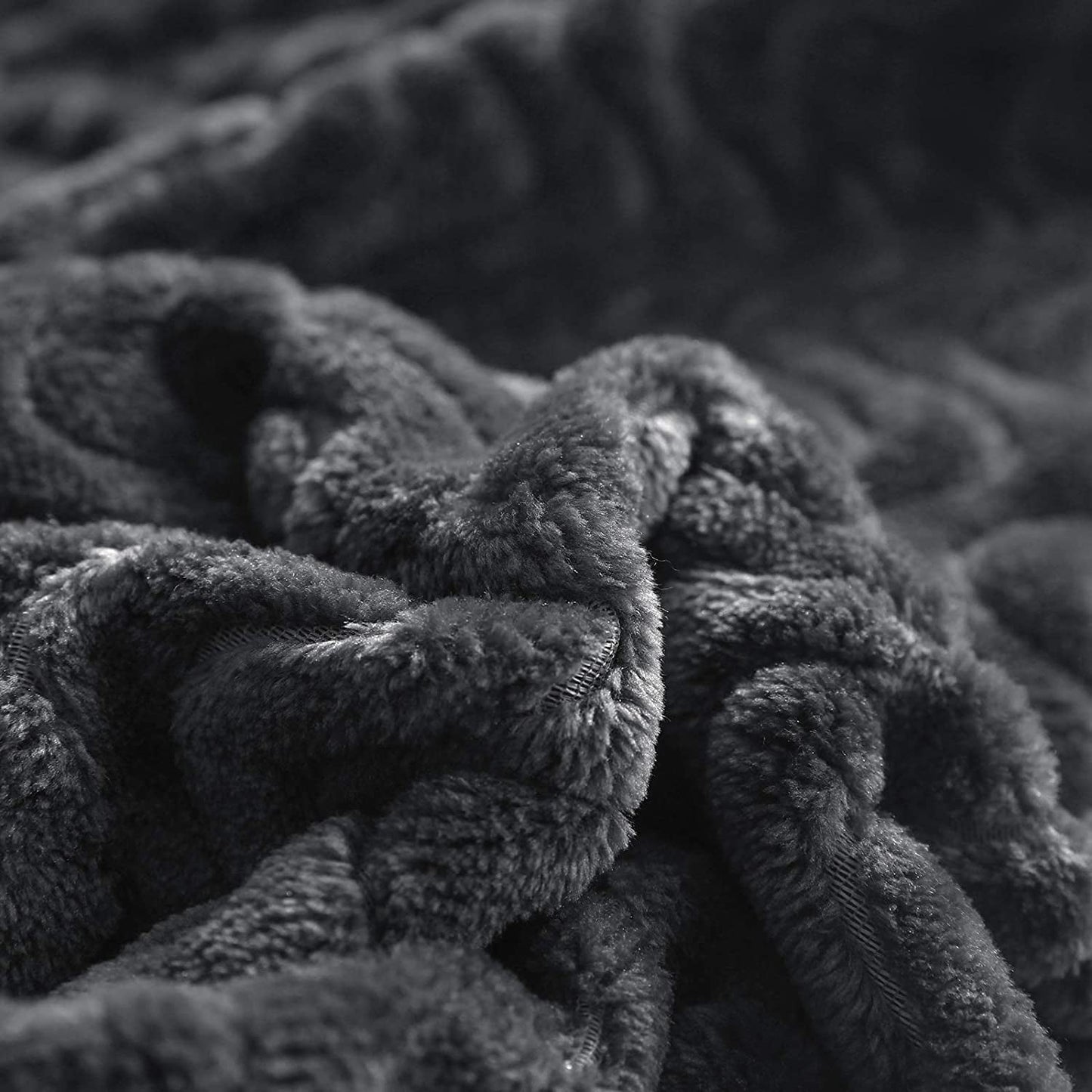 Exclusivo Mezcla Queen Size Jacquard Weave Wave Pattern Flannel Fleece Velvet Plush Bed Blanket as Bedspread/Coverlet/Bed Cover (90" x 90", Grey) - Soft, Lightweight, Warm and Cozy