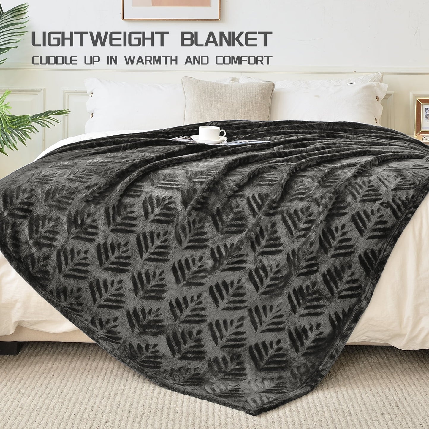 Exclusivo Mezcla King size Fleece Blanket for Bed, Super Soft and Warm Grey Blankets for All Seasons, Plush Fuzzy and Thick Flannel Fleece Bed Blanket, 90x104 Inch