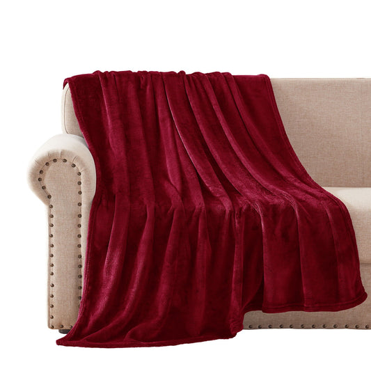 Exclusivo Mezcla Fleece Throw Blanket for Couch/Sofa/Bed,Plush Soft Blankets and Throws,Lightweight and Cozy-50" x 70" (Burgundy)