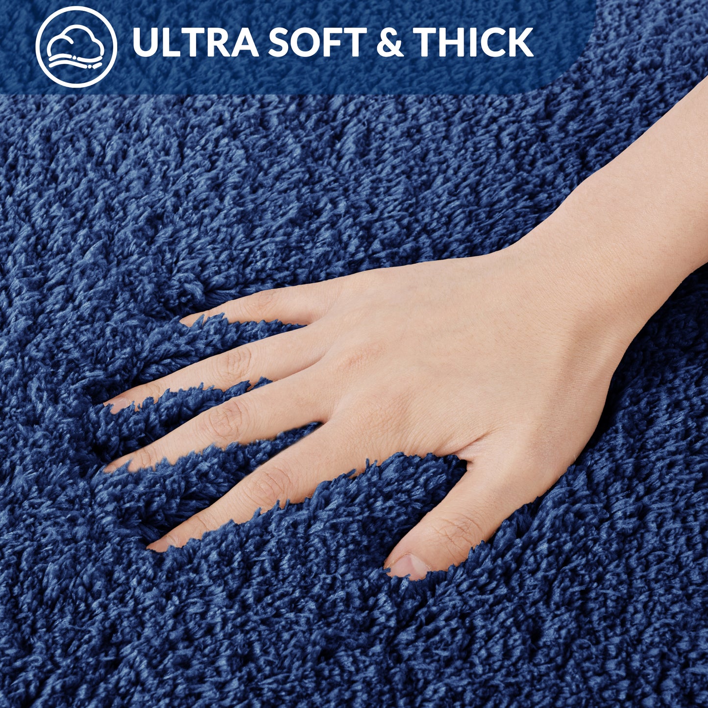 Exclusivo Mezcla Bathroom Rugs Mat 24x70, Extra Soft Non Slip Absorbent Water Microfiber Bath Rugs, Machine Washable Quick Dry Bath Mats for Bathroom Floor, Shower, Home Decor, Solid Navy Blue