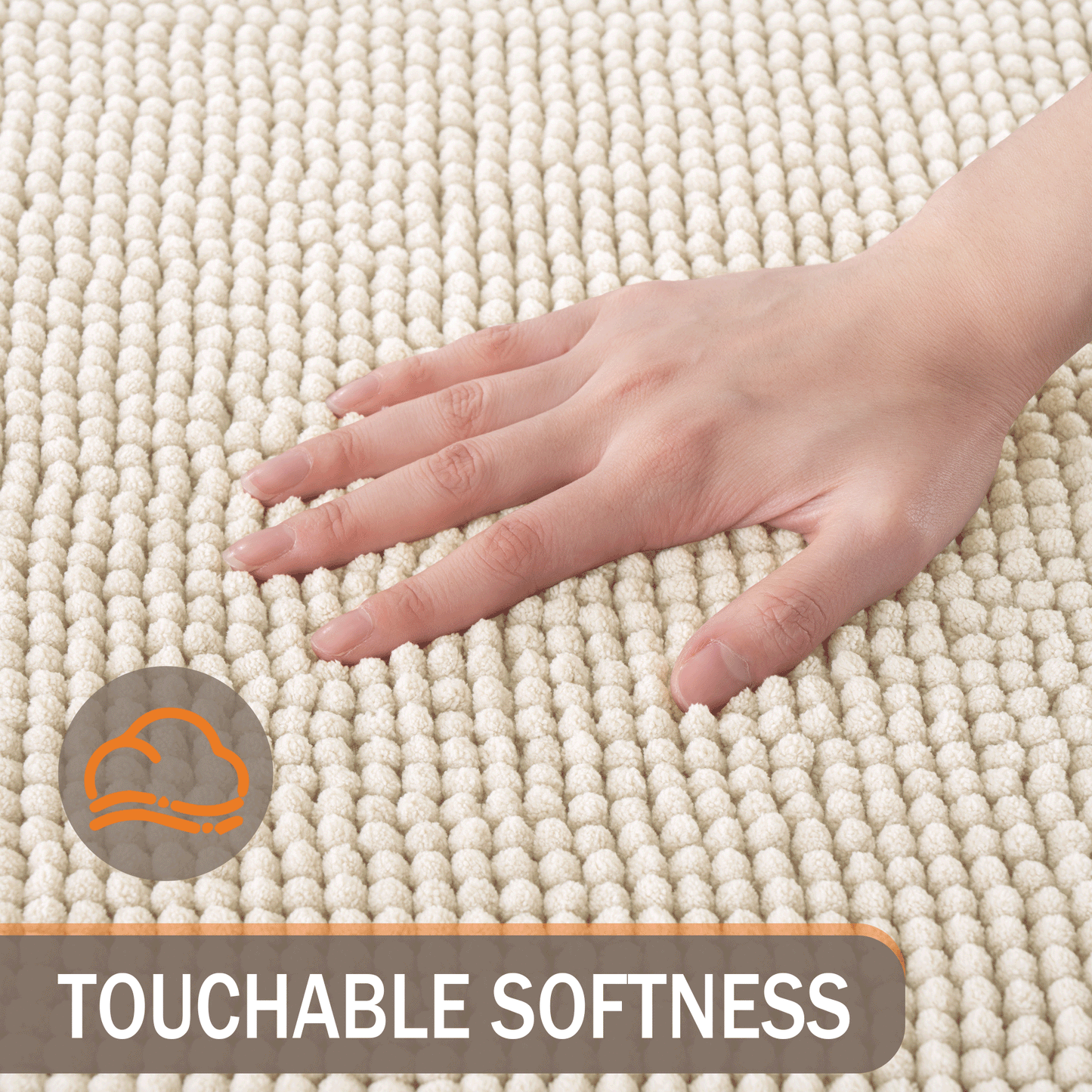Exclusivo Mezcla Bathroom Rugs Mat 17x24, Extra Soft Absorbent Chenille Bath Rugs Mat, Quick Dry, Machine Washable Bath Mats for Bathroom Floor, Shower, Home Decor, Ivory