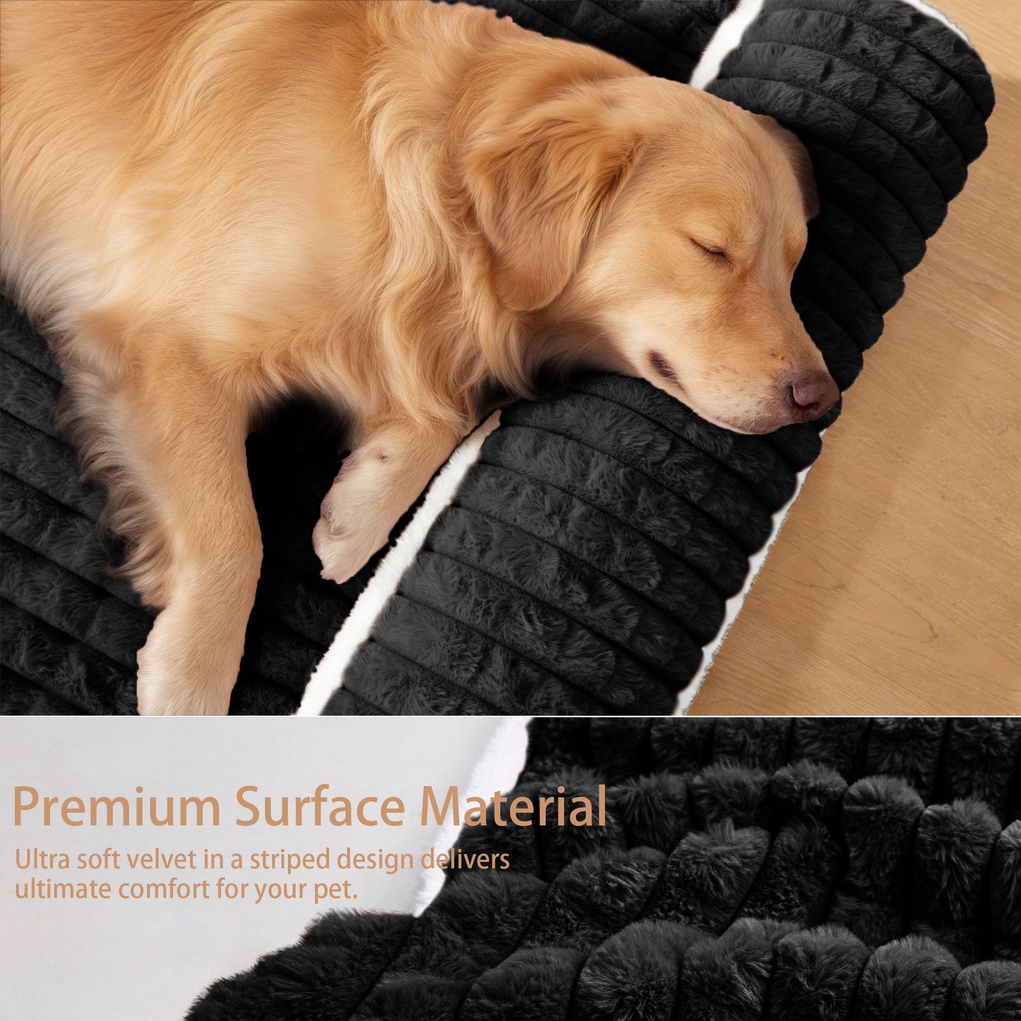 Exclusivo Mezcla Orthopedic Dog Bed with Head Pillow for Large Dogs, Removable and Machine-Washable Cover, 42"X28", Black