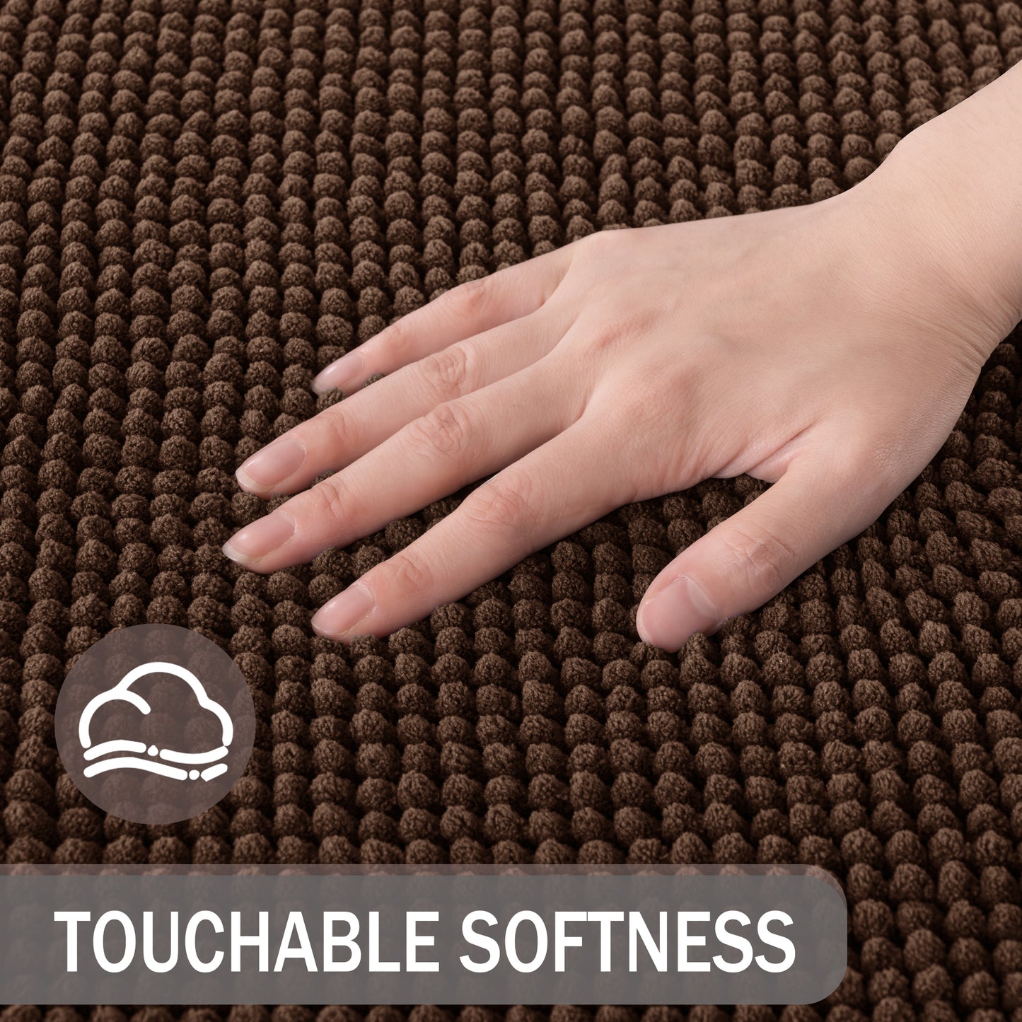Exclusivo Mezcla Bathroom Rugs Mat 17x24, Extra Soft Absorbent Chenille Bath Rugs Mat, Quick Dry, Machine Washable Bath Mats for Bathroom Floor, Shower, Home Decor, Coffee