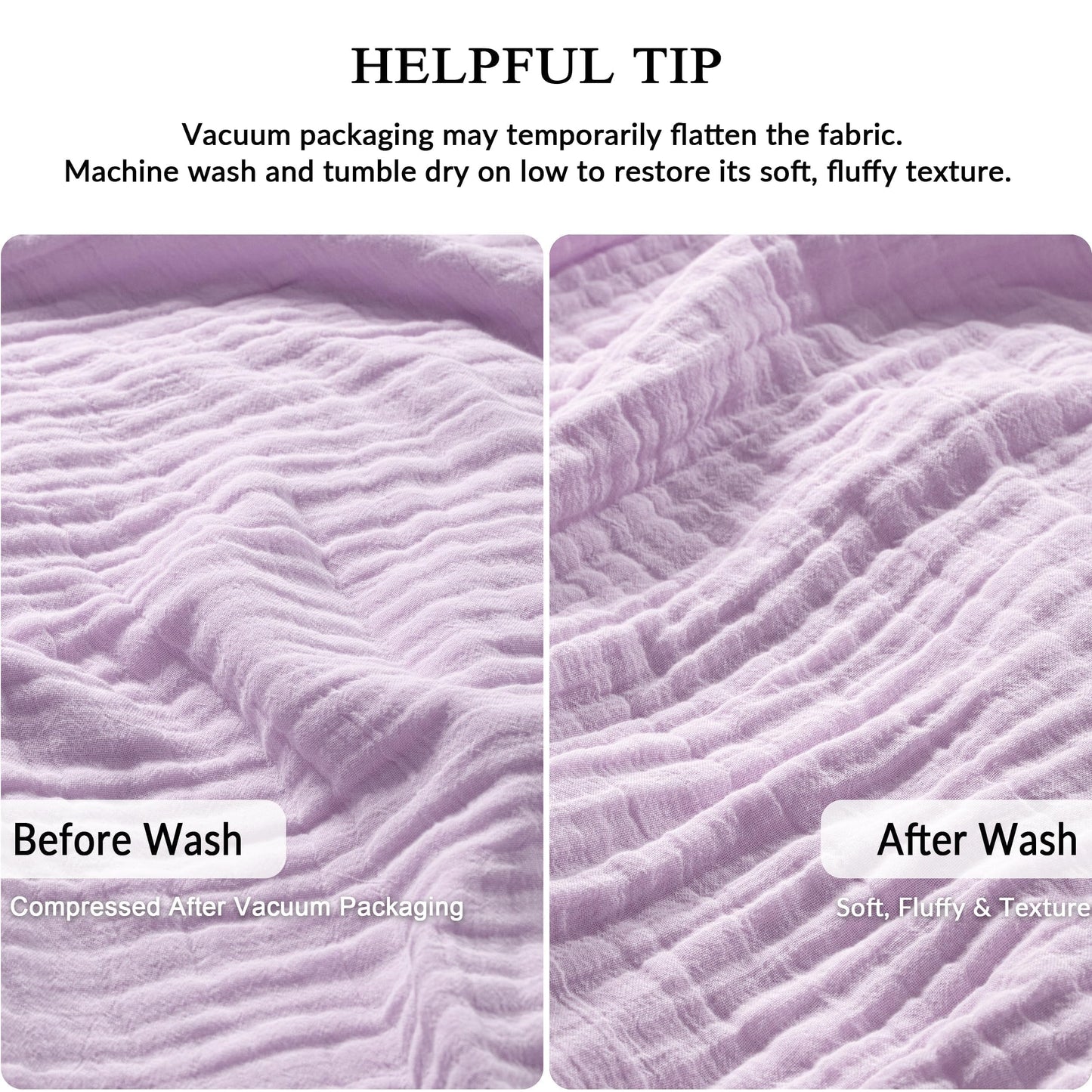 Exclusivo Mezcla 100% Cotton Muslin Throw Blanket 50"x70",6 Layers Breathable and Lightweight Lilac Purple Gauze Blankets