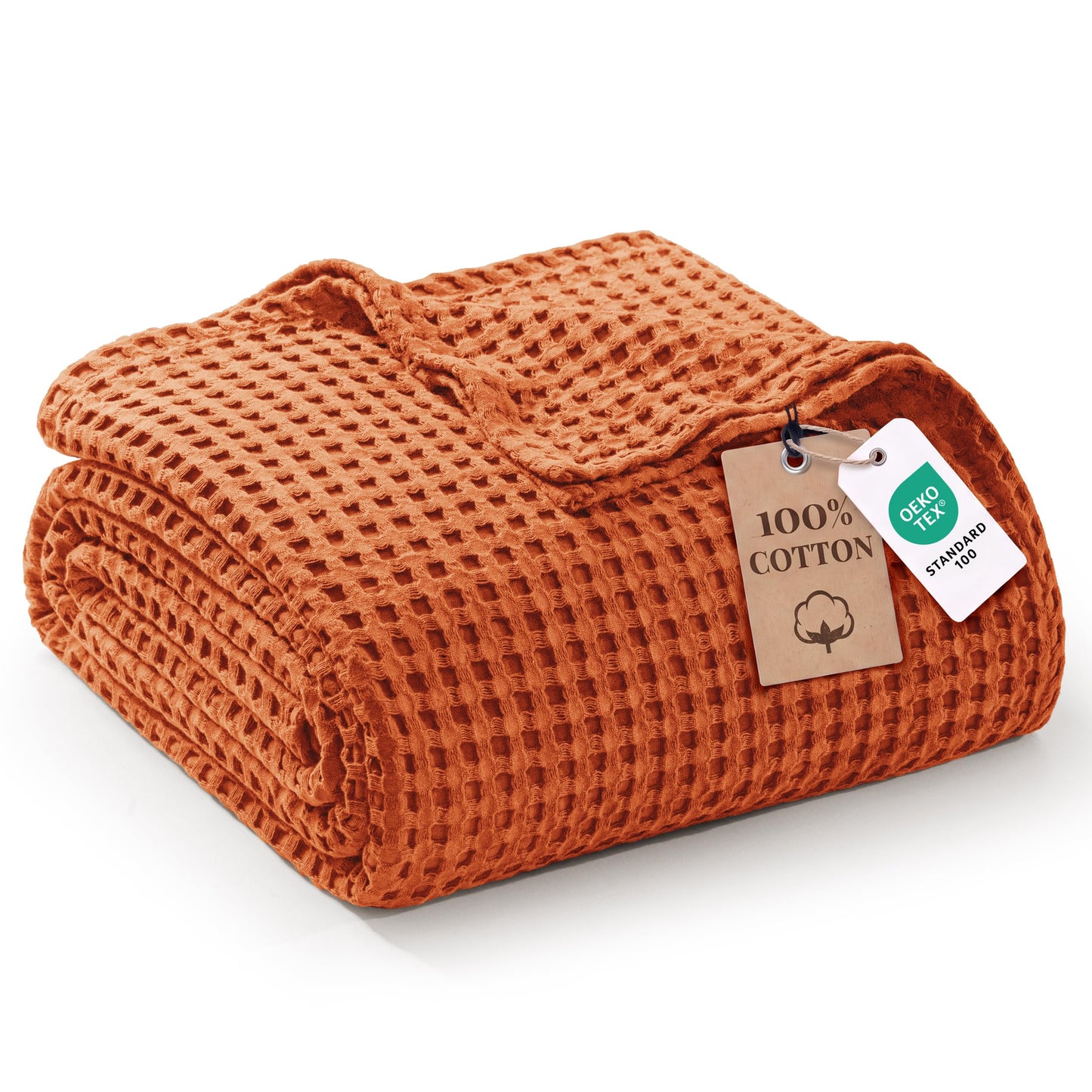Exclusivo Mezcla 100% Cotton Throw Blanket, Lightweight Gauze Blankets for Sofa(50"x60", Burnt Orange)
