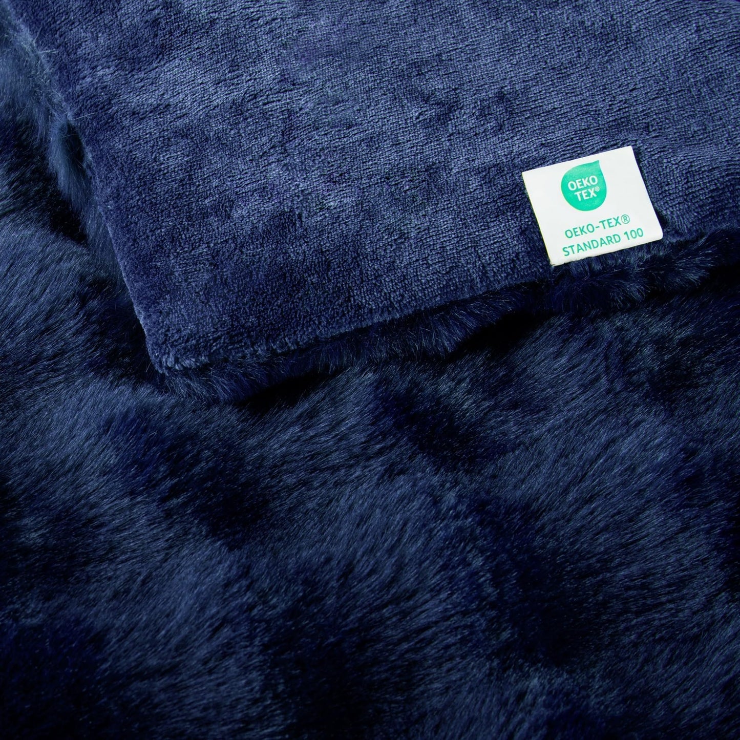 Exclusivo Mezcla Faux Fur King Size Blanket for Bed, Luxury Reversible 3D Rabbit Bubble Fuzzy Thick Sherpa Blankets for Winter, Plush Fleece Warm Cozy Bed Throw, 90x104 Inches, Navy Blue