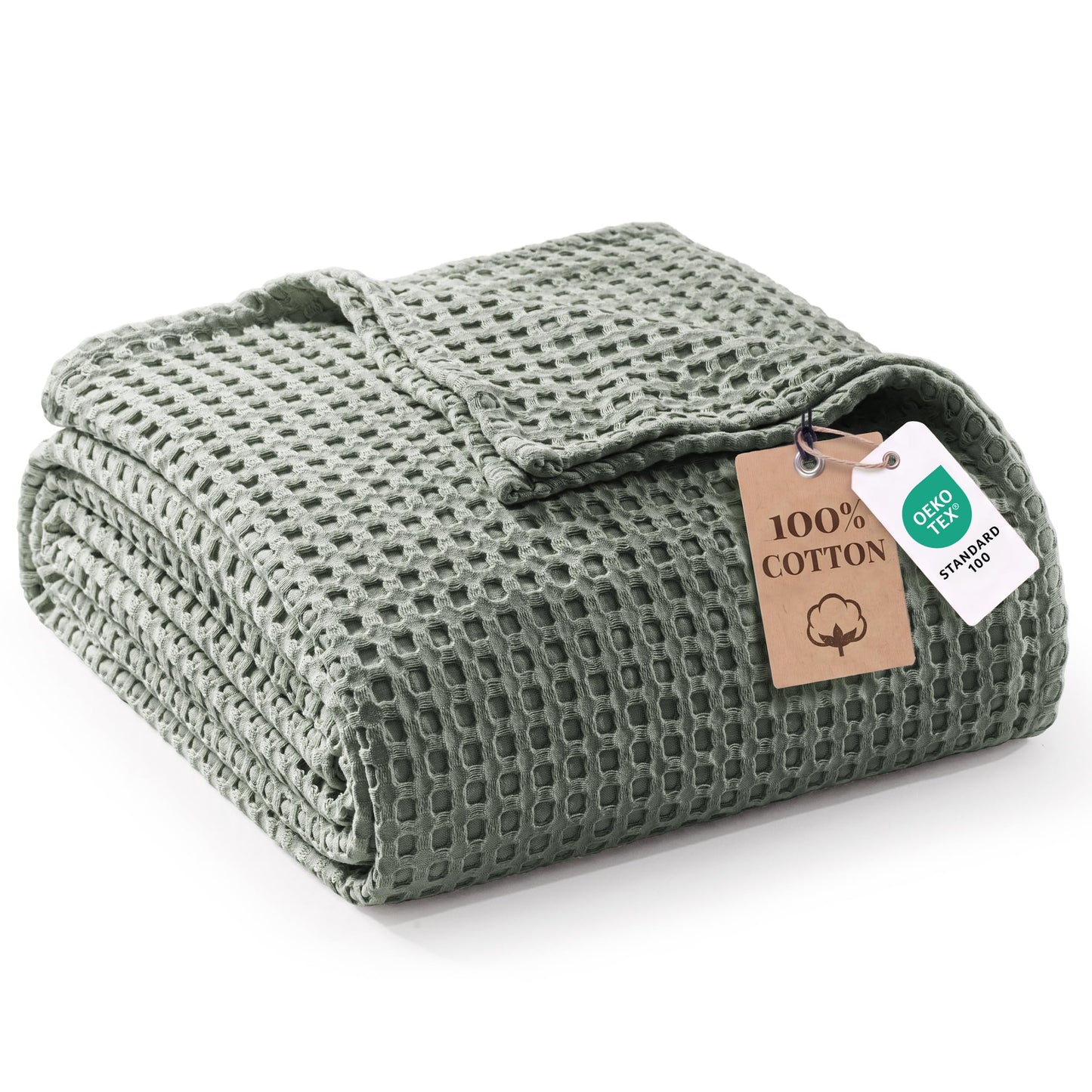 Exclusivo Mezcla 100% Cotton Throw Blanket, Lightweight Gauze Blankets for Sofa(50"x60", Sage Green)