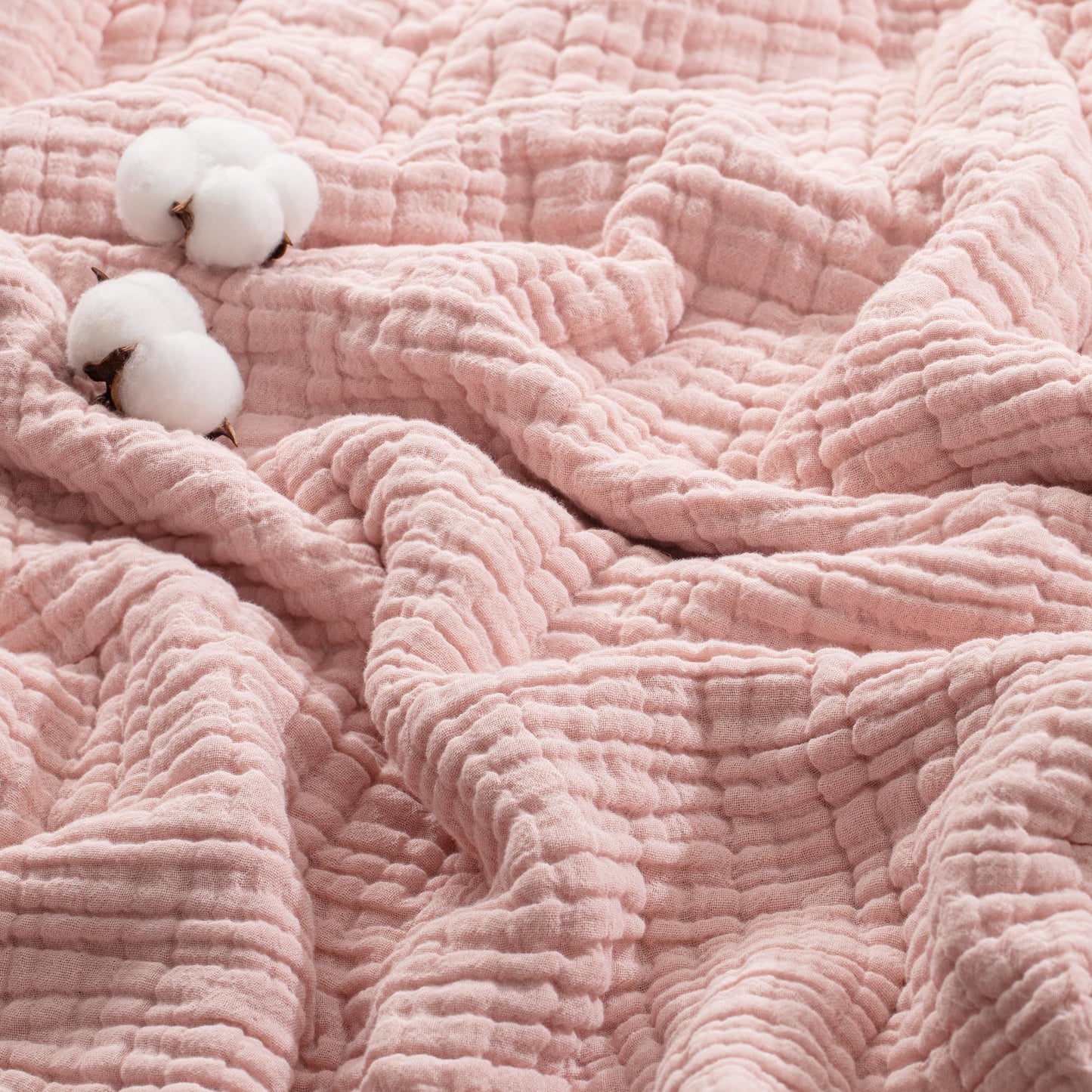 Exclusivo Mezcla 100% Cotton Muslin Throw Blanket 50"x70",6 Layers Breathable and Lightweight Dusty Pink Gauze Blankets