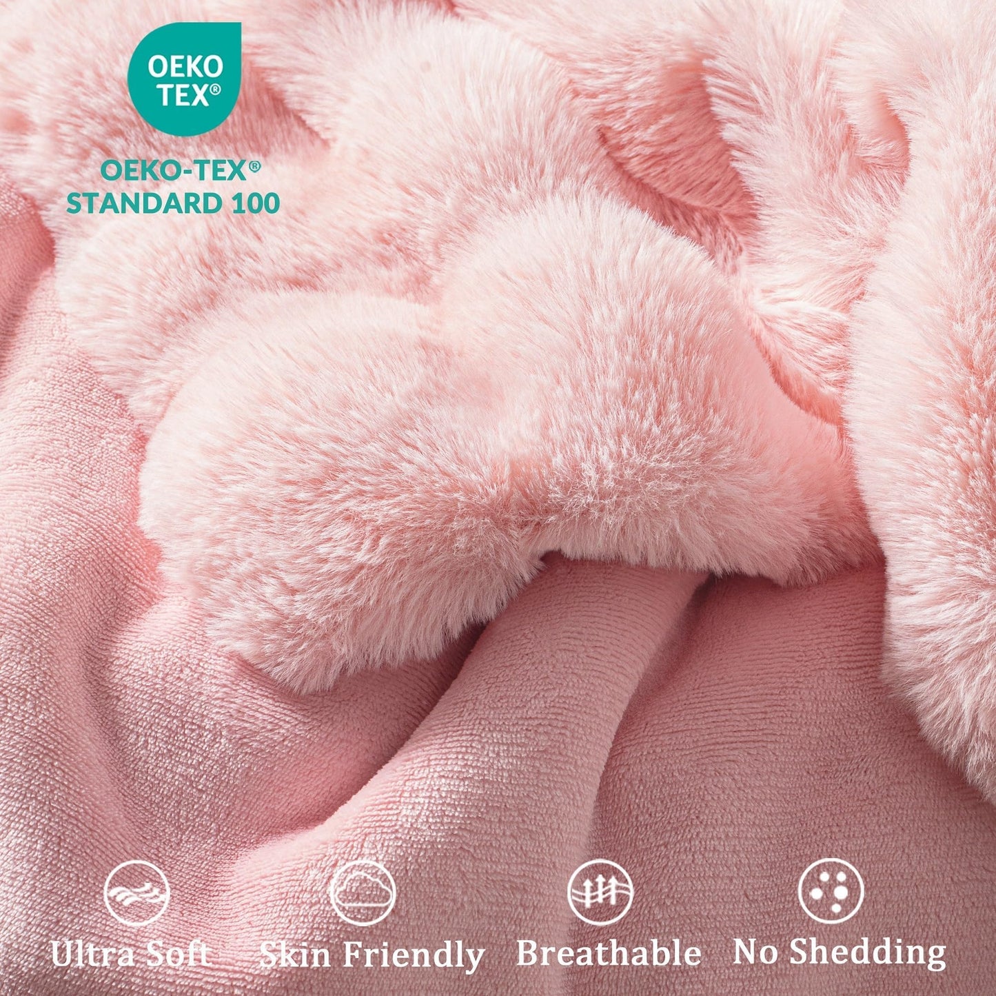 Exclusivo Mezcla Fuzzy Faux Fur Bed Blanket Twin Size, Sherpa Fleece Blankets,Fluffy Plush Warm Throws for Couch, Bed, 60X80 Inches, Pink