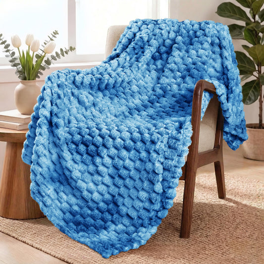 Exclusivo Mezcla Fleece Throw Blanket for Couch, Extra Large Fuzzy Tie-dye Cobalt Blue Bed Blankets, Soft Cozy Plush Sofa Throws for All Seasons, 50x70 Inches