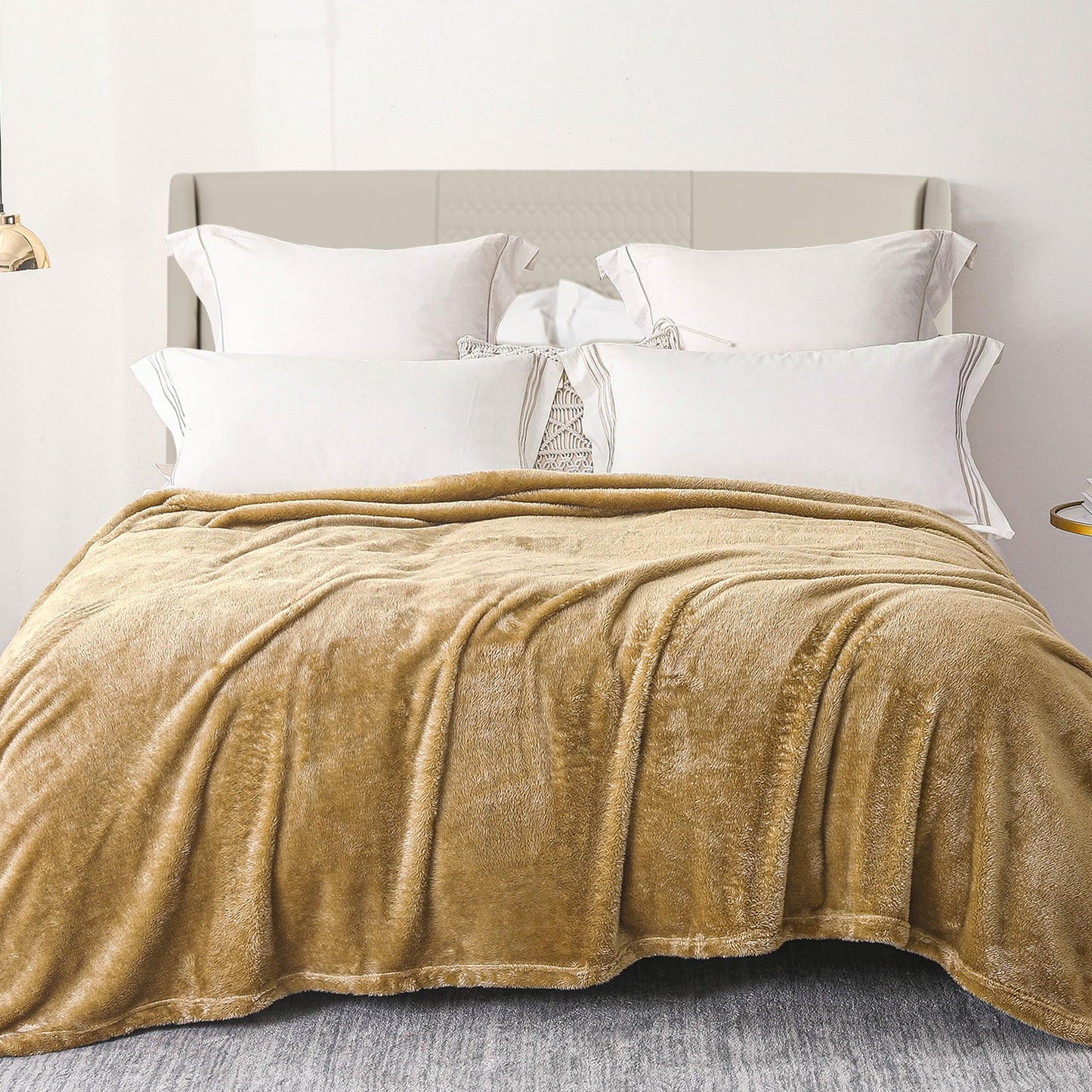 Exclusivo Mezcla Plush Fuzzy Fleece Bed Blanket King Size, Super Soft, Fluffy and Warm Blankets for Couch, Bed, All Season (Brown, 90x104 inches)