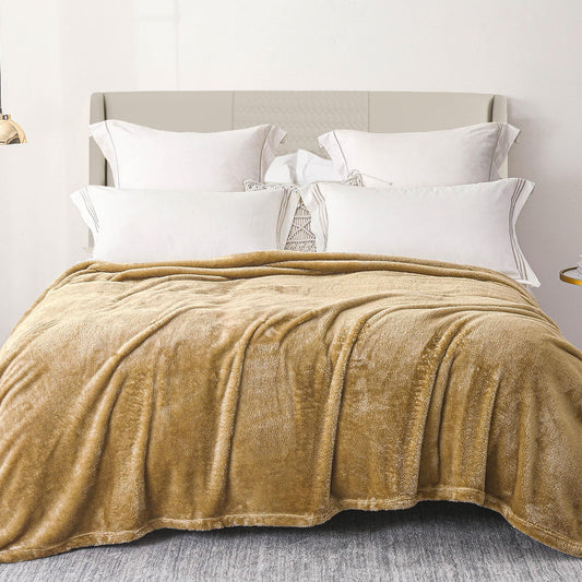 Exclusivo Mezcla Plush Fuzzy Fleece Bed Blanket King Size, Super Soft, Fluffy and Warm Blankets for Couch, Bed, All Season (Brown, 90x104 inches)
