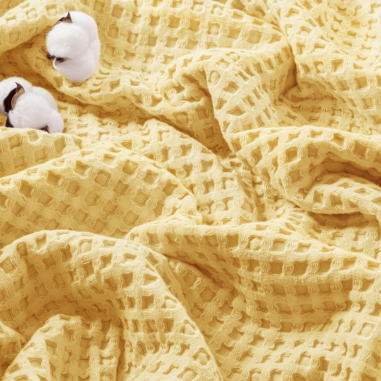 Exclusivo Mezcla 100% Cotton Throw Blanket, Lightweight Gauze Blankets for Sofa(50"x60", Yellow)