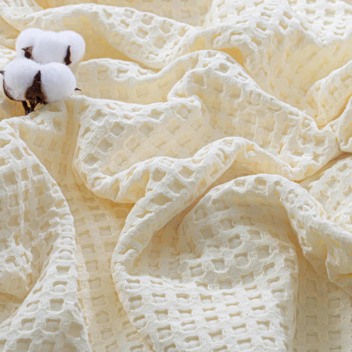 Exclusivo Mezcla 100% Cotton Throw Blanket, Lightweight Gauze Blankets for Sofa(50"x60", Ivory)