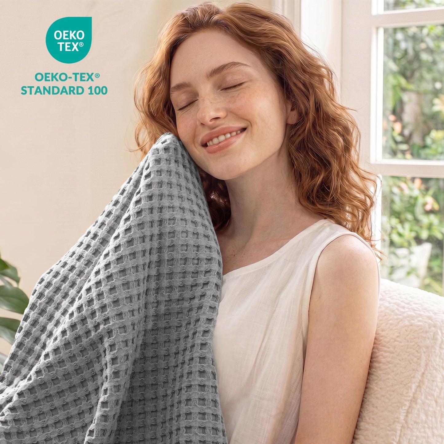 Exclusivo Mezcla 100% Cotton Twin Size Blanket, Lightweight Gauze Blankets for Sofa(60"x80", Dark Grey)